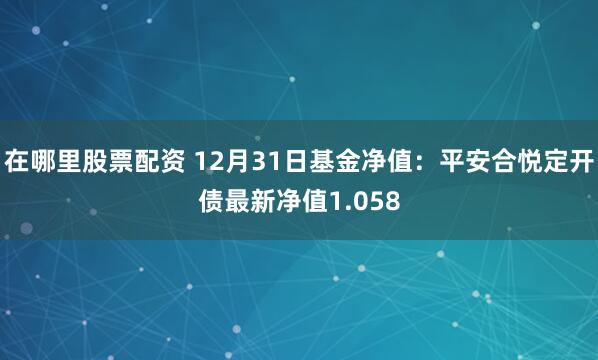 在哪里股票配资 12月31日基金净值：平安合悦定开债最新净值1.058